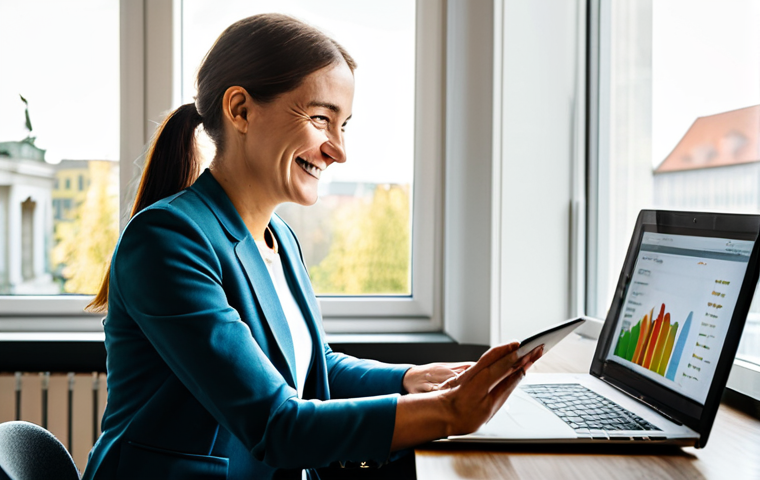 Wellness in the Workplace**
"A professional office setting in Berlin, Germany. A fully clothed wellbeing coordinator is meeting with a smiling employee in a modest business casual outfit. They are reviewing data from a fitness tracker on a laptop. Sunlight streams through the window. The atmosphere is supportive and encouraging. Safe for work, appropriate content, professional, family-friendly, perfect anatomy, natural proportions, well-formed hands."
**