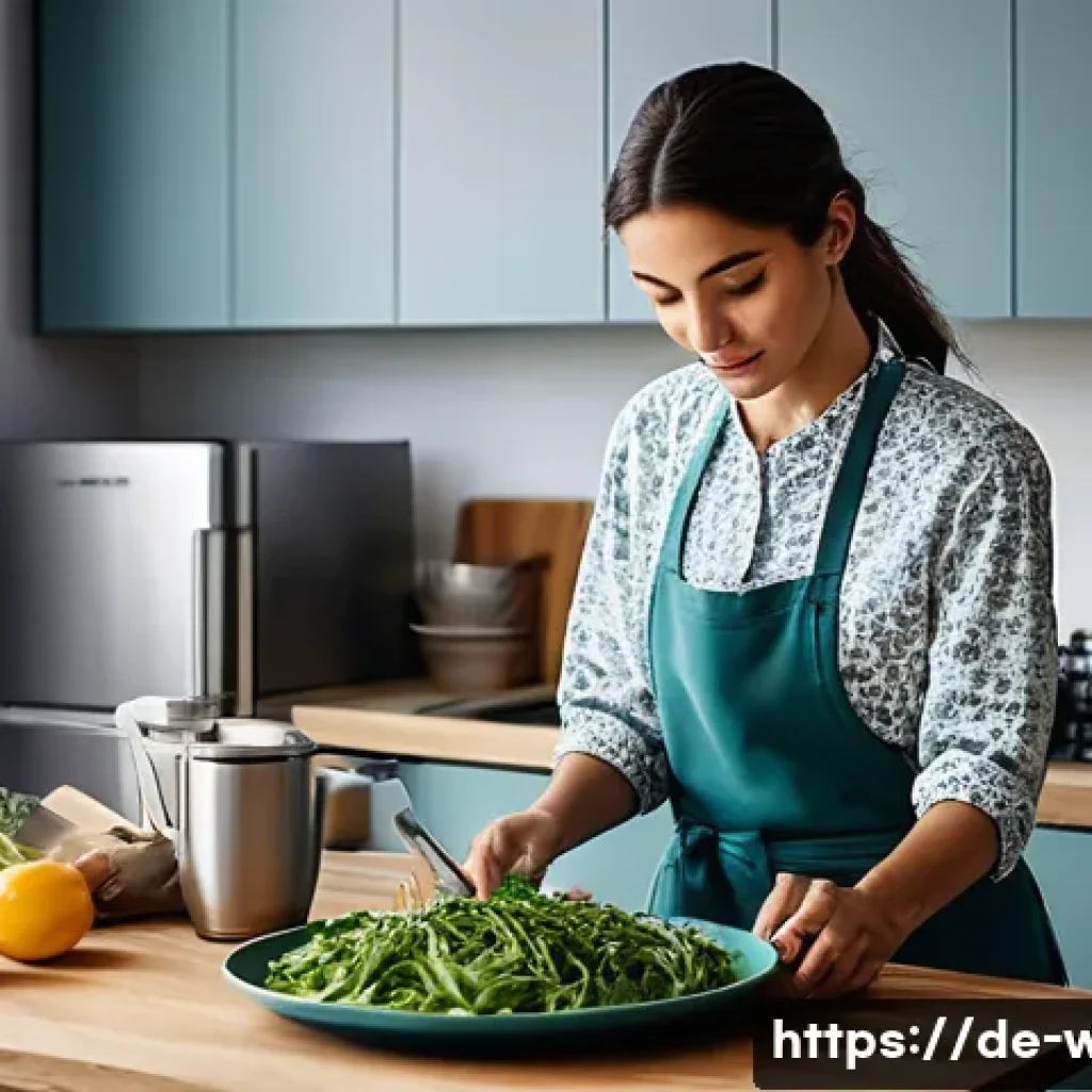웰빙코디네이터와 고객 프로파일 작성 - **Morning Moment:** The person in their kitchen, dressed in modest, comfortable clothes, quickly and...