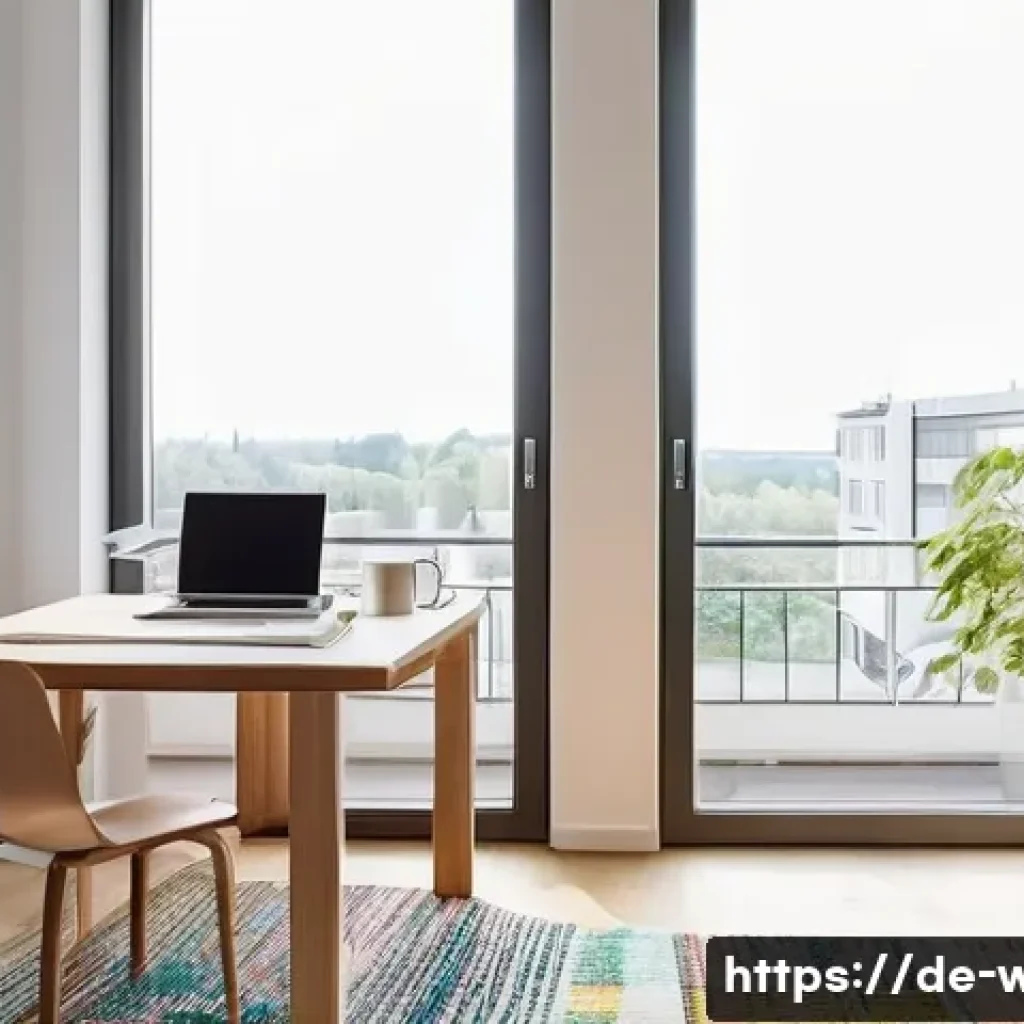 웰빙코디네이터와 재택 근무의 장점 - **Prompt:** A serene and well-lit modern home office in a German city apartment. A young German prof...