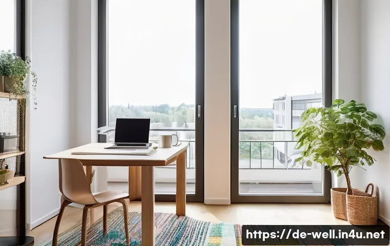 웰빙코디네이터와 재택 근무의 장점 - **Prompt:** A serene and well-lit modern home office in a German city apartment. A young German prof...