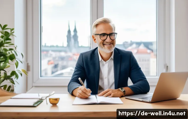 웰빙코디네이터의 수익 구조 - A modern, bright office setting in Berlin with a professional wellbeing coach conducting a one-on-on...