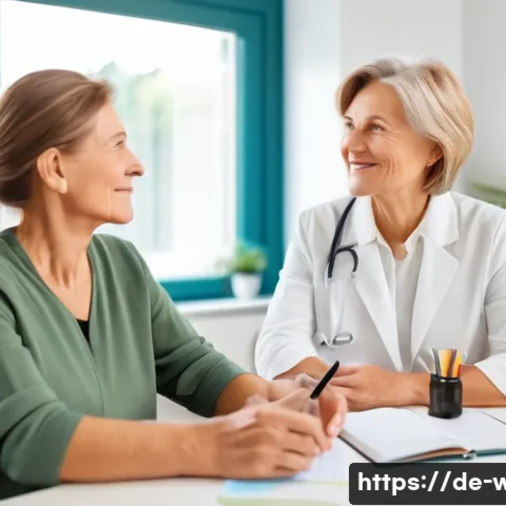 웰빙코디네이터와 맞춤 건강 프로그램 - A warm and inviting scene of a middle-aged German woman receiving personalized health coaching in a ...
